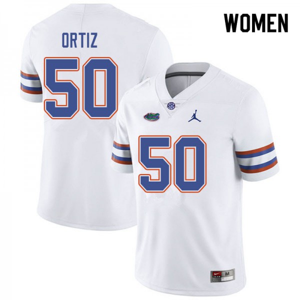 Jordan Brand Women #50 Marco Ortiz Florida Gators College Football Jersey White